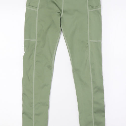 Missguided Womens Green Polyester Capri Leggings Size 8 L28 in - Pockets