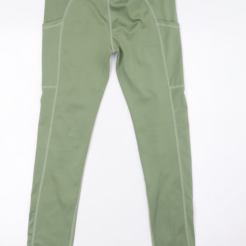 Missguided Womens Green Polyester Capri Leggings Size 8 L28 in - Pockets