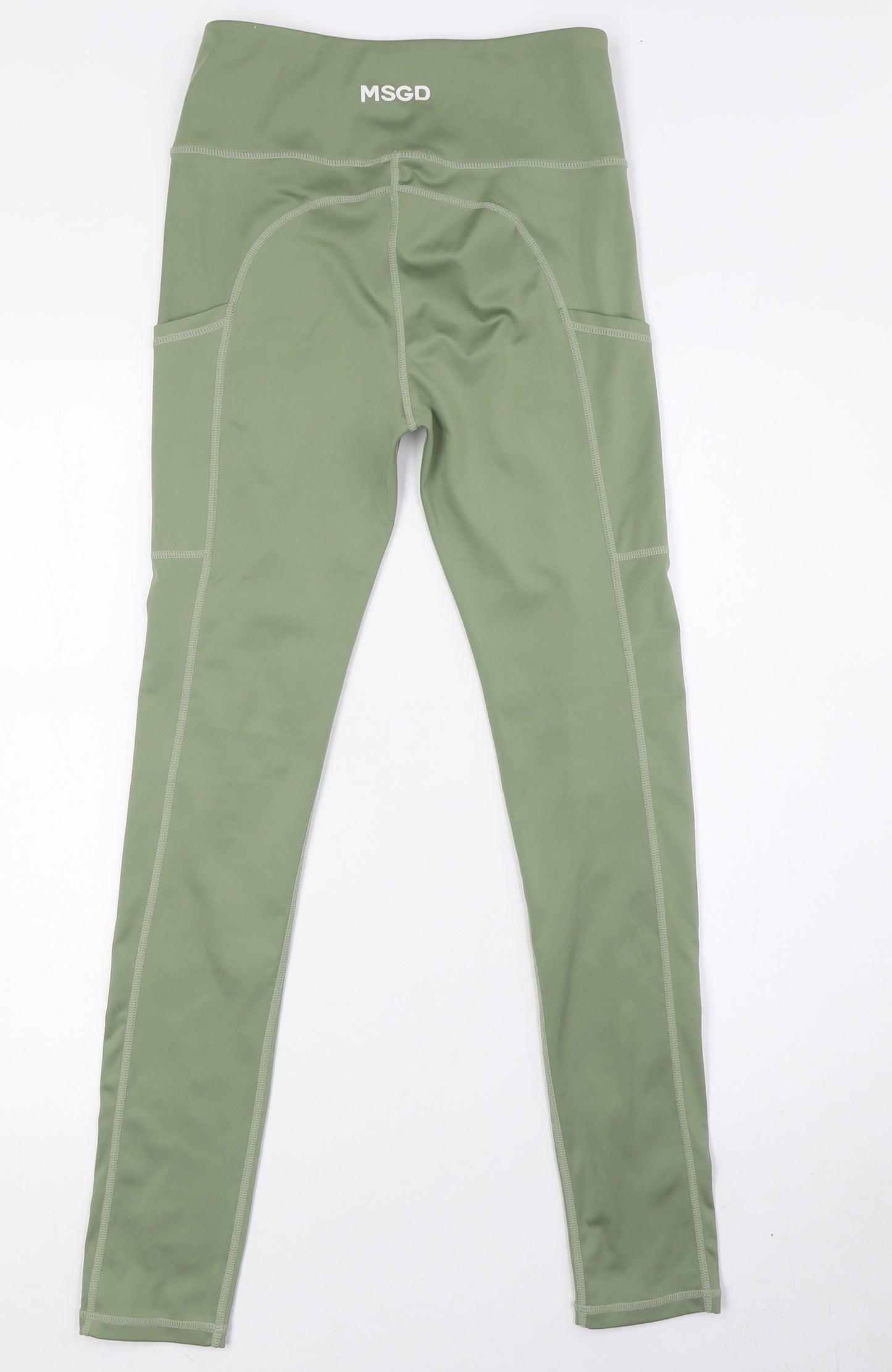 Missguided Womens Green Polyester Capri Leggings Size 8 L28 in - Pockets