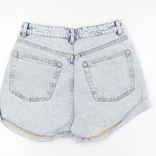 Denim & Co. Womens Blue Cotton Basic Shorts Size 10 Regular Zip - Turn Ups