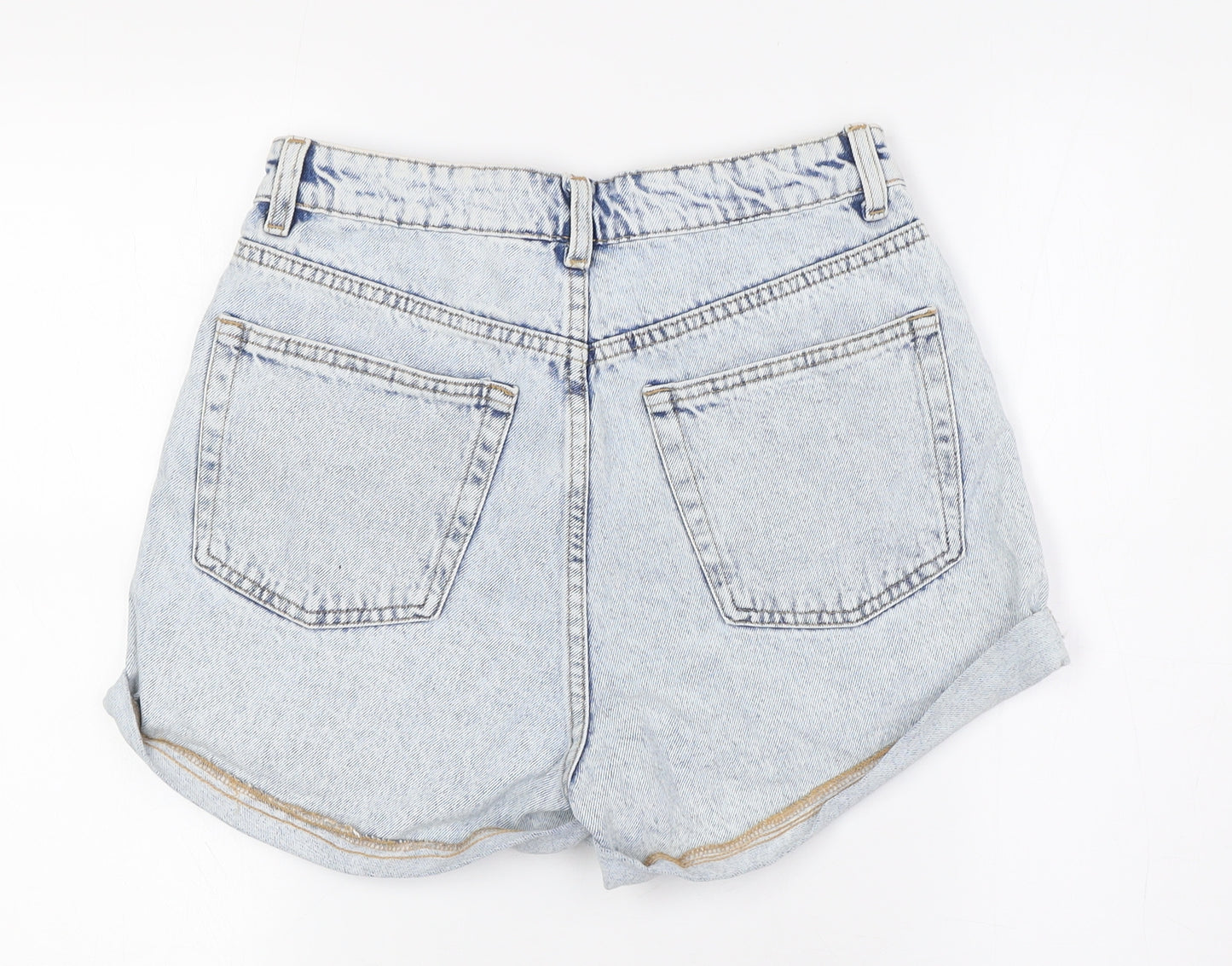 Denim & Co. Womens Blue Cotton Basic Shorts Size 10 Regular Zip - Turn Ups