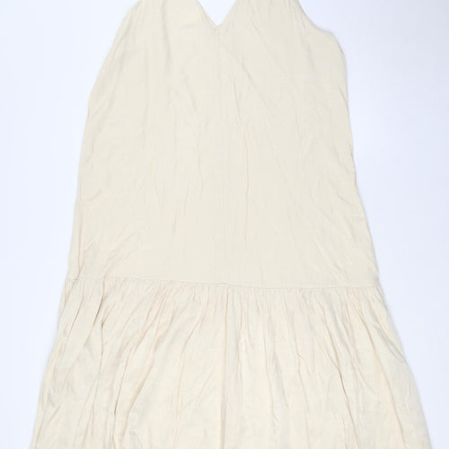 H&M Womens Ivory Polyester A-Line Size M V-Neck