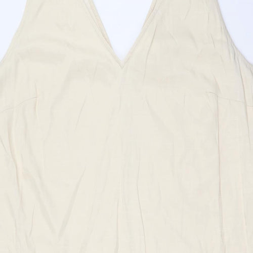 H&M Womens Ivory Polyester A-Line Size M V-Neck