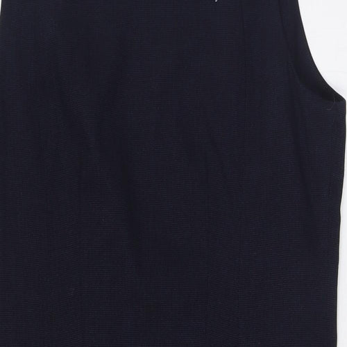 H&M Womens Blue Polyester Pencil Dress Size 16 Round Neck Zip