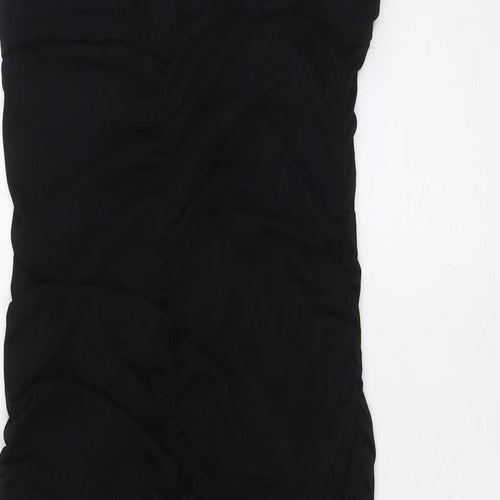 PRETTYLITTLETHING Womens Black Polyester Bodycon Size 14 Scoop Neck - Extreme Ruched