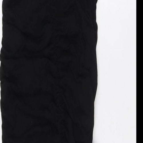 PRETTYLITTLETHING Womens Black Polyester Bodycon Size 14 Scoop Neck - Extreme Ruched