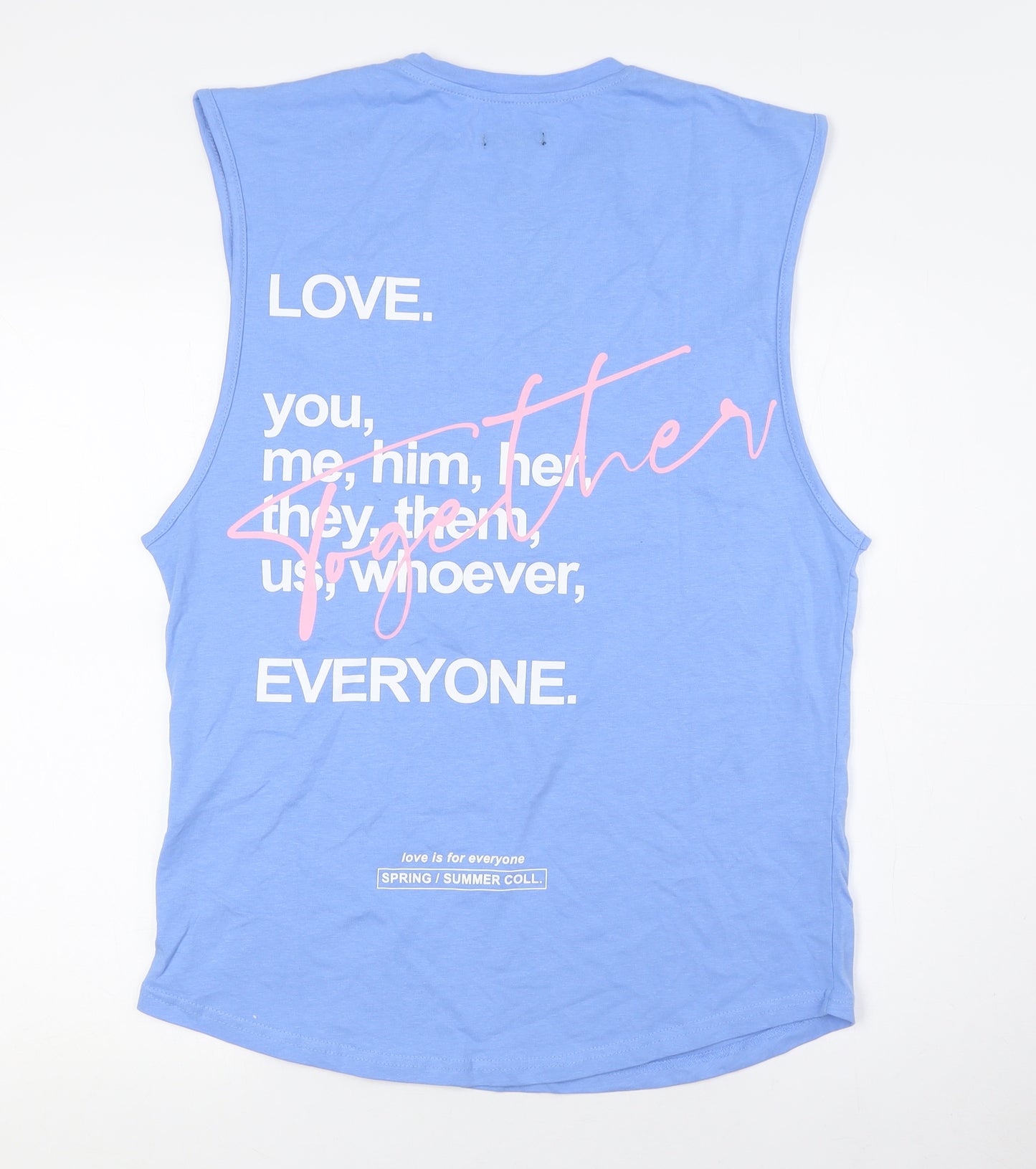 Boohoo Mens Blue Cotton T-Shirt Size M Crew Neck