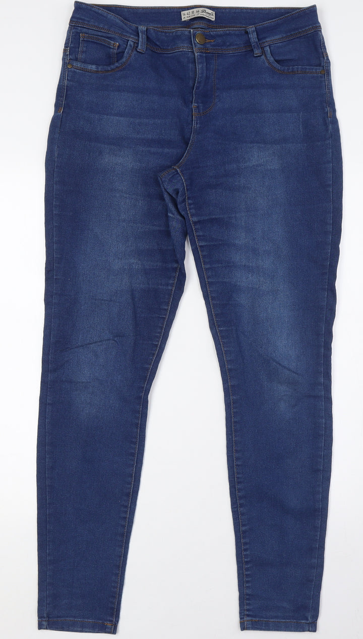 Denim & Co. Womens Blue Cotton Skinny Jeans Size 14 L31 in Regular Zip
