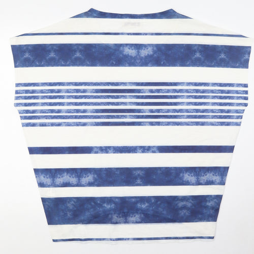 Paramour Womens Blue Striped Polyester Basic T-Shirt Size S Boat Neck - Size S-M