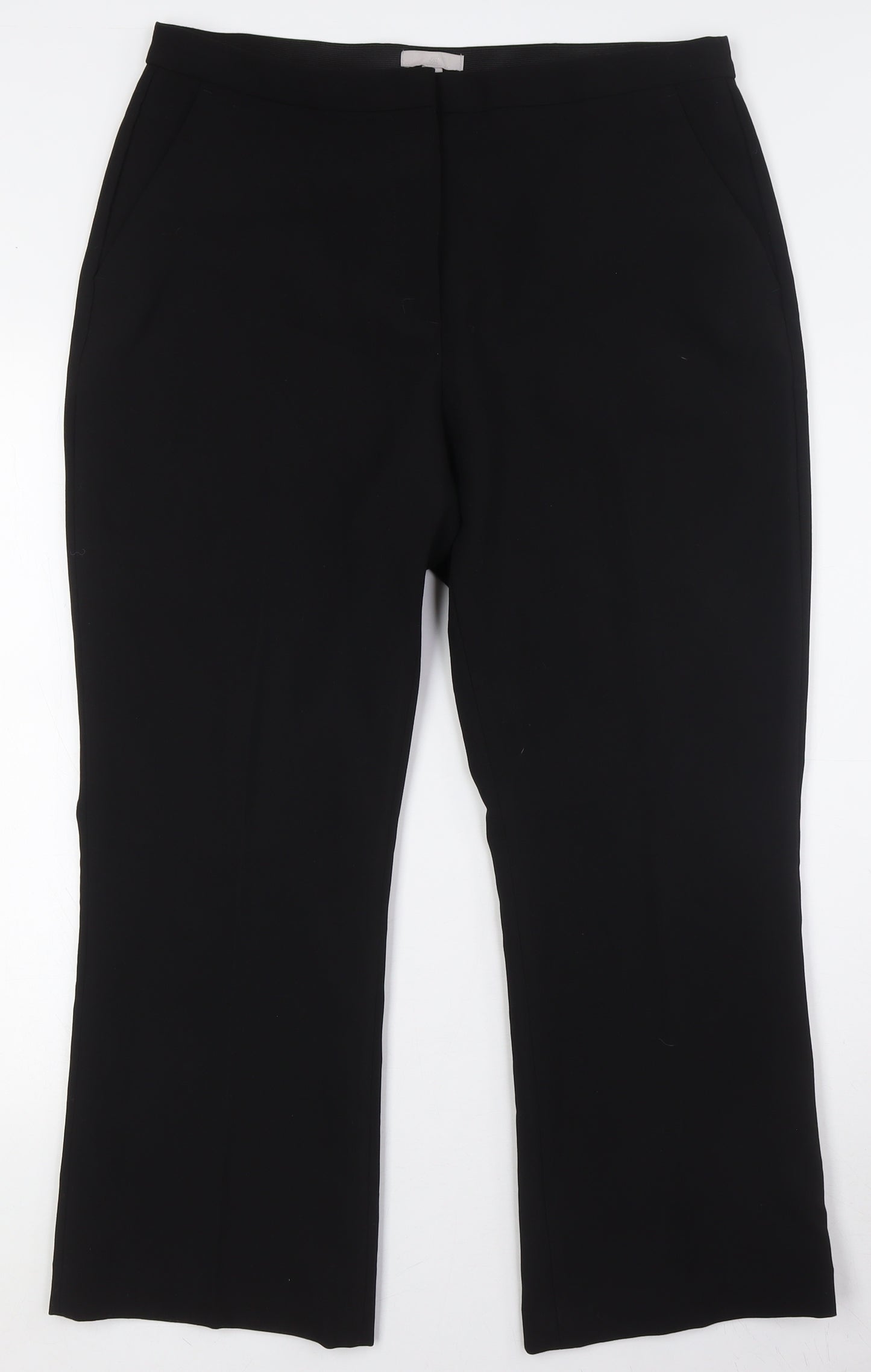 H&M Womens Black Polyester Trousers Size 18 L27 in Regular Zip