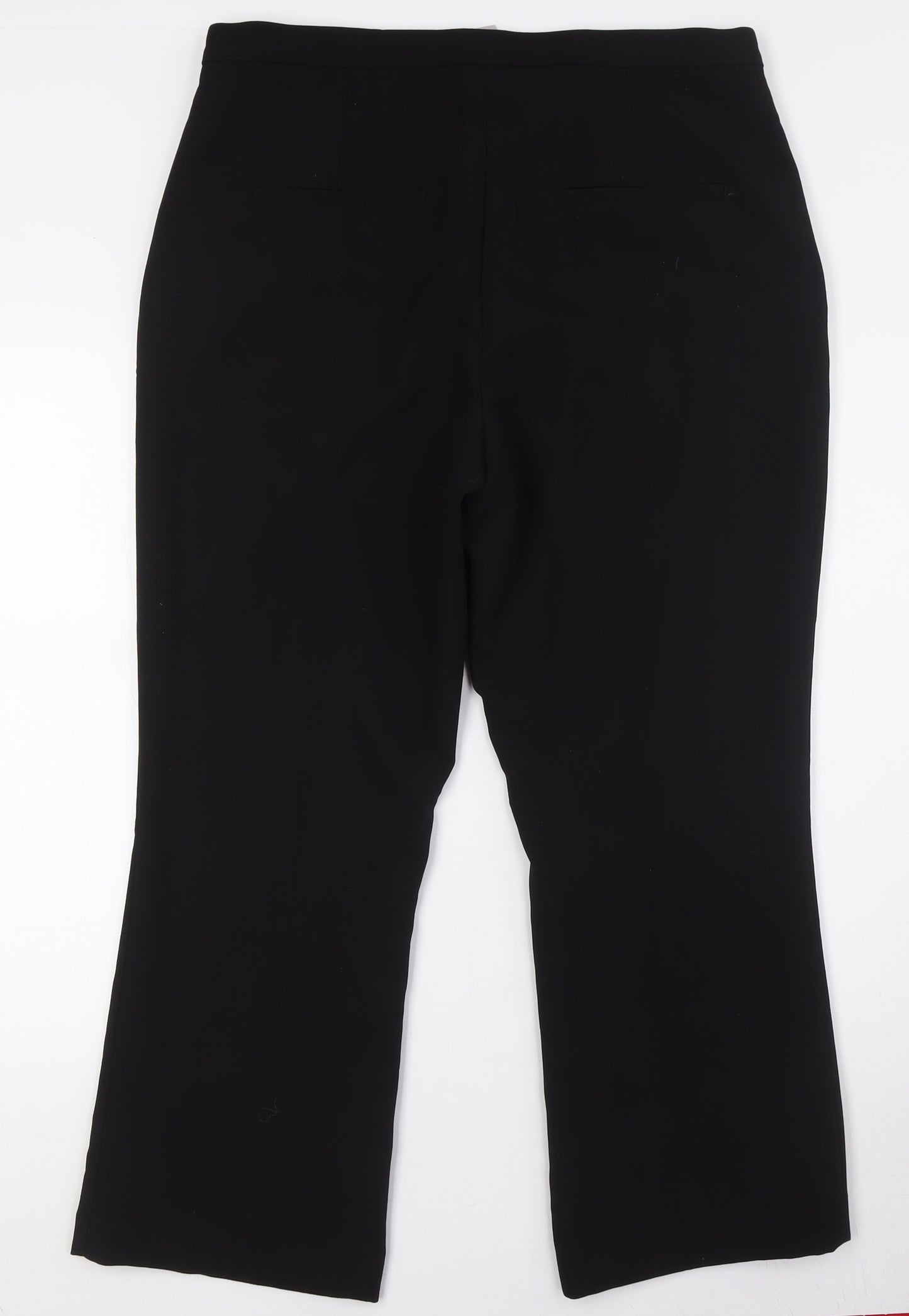 H&M Womens Black Polyester Trousers Size 18 L27 in Regular Zip