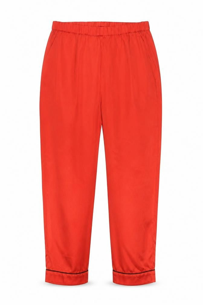 Front view of PRETTYLITTLETHING women’s orange solid polyester cami pyjama pants, size S