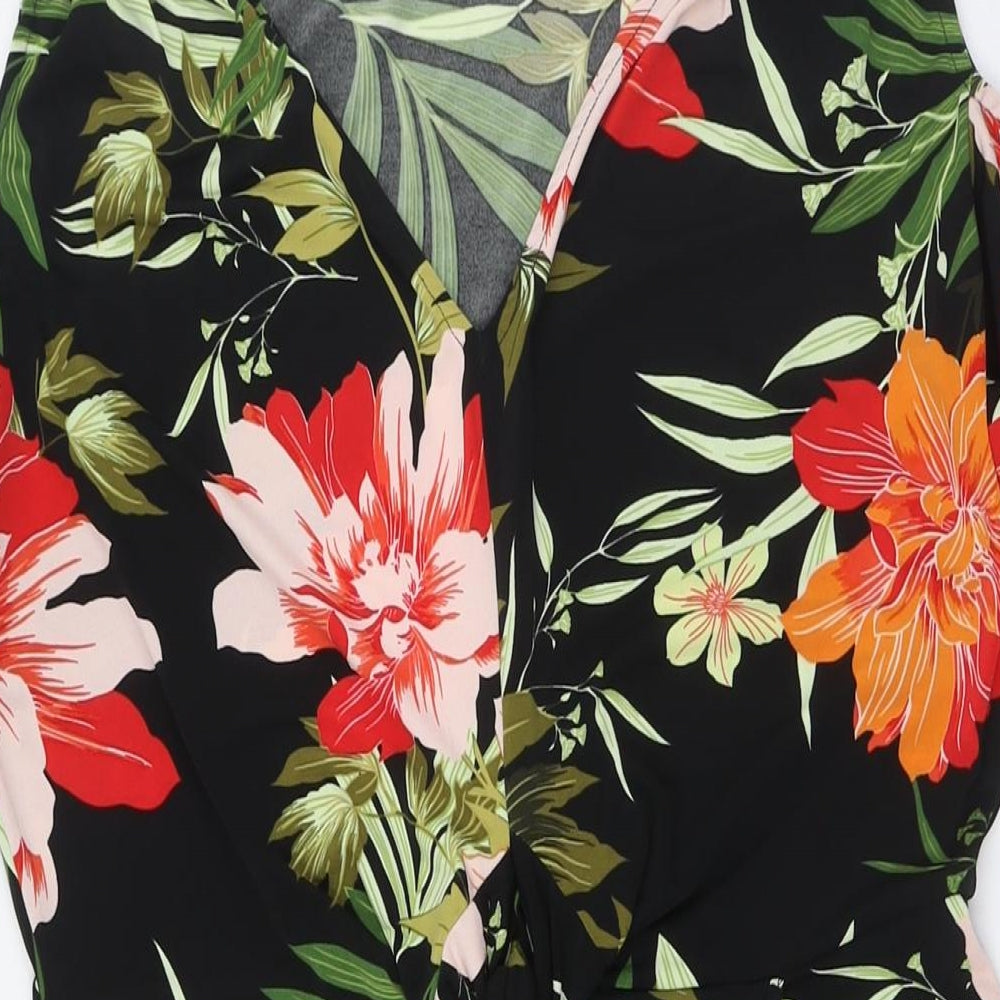 Very Womens Multicoloured Floral Polyester Wrap Dress Size 12 V-Neck Tie - Cold Shoulder
