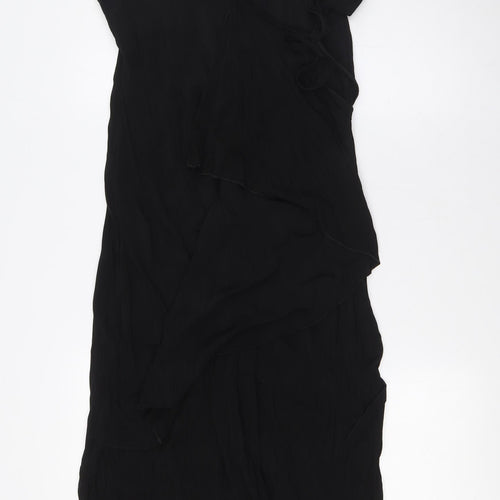 LOUNGE APPARL Womens Black Polyester Wrap Dress Size XL V-Neck Tie