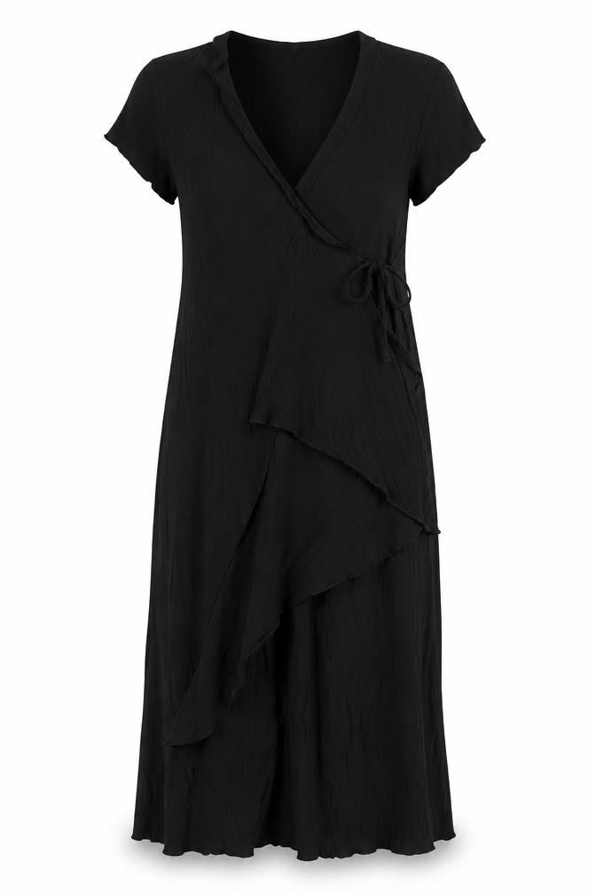 LOUNGE APPARL Womens Black Polyester Wrap Dress Size XL V-Neck Tie