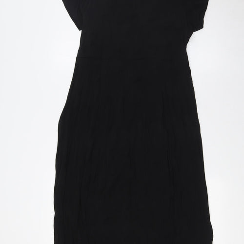 LOUNGE APPARL Womens Black Polyester Wrap Dress Size XL V-Neck Tie