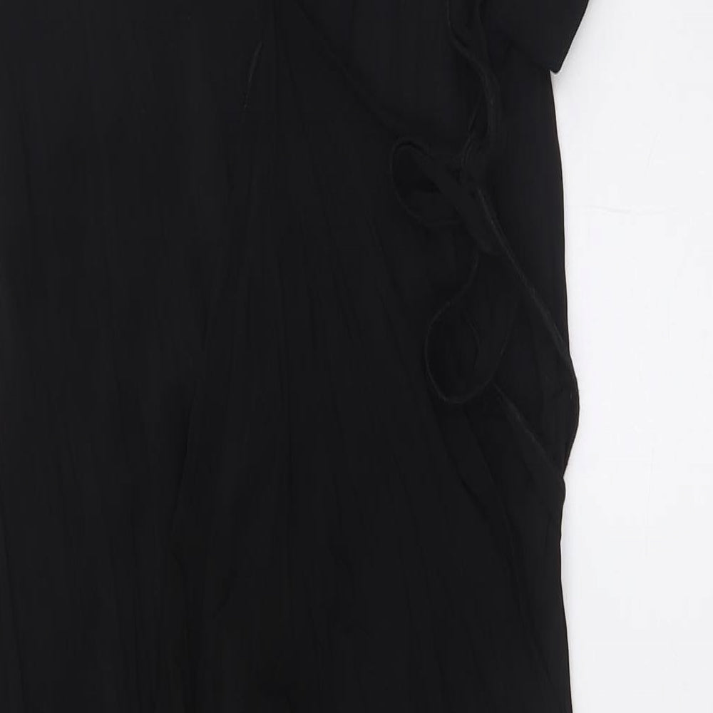 LOUNGE APPARL Womens Black Polyester Wrap Dress Size XL V-Neck Tie