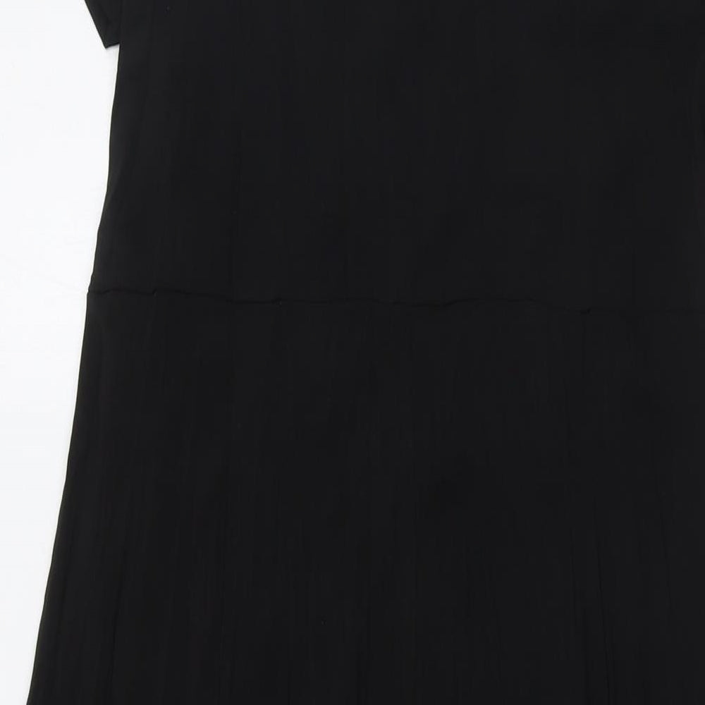 LOUNGE APPARL Womens Black Polyester Wrap Dress Size XL V-Neck Tie