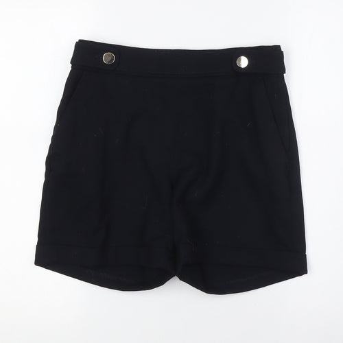 H&M Womens Black Polyester Basic Shorts Size 8 L5 in Regular Zip - Smart