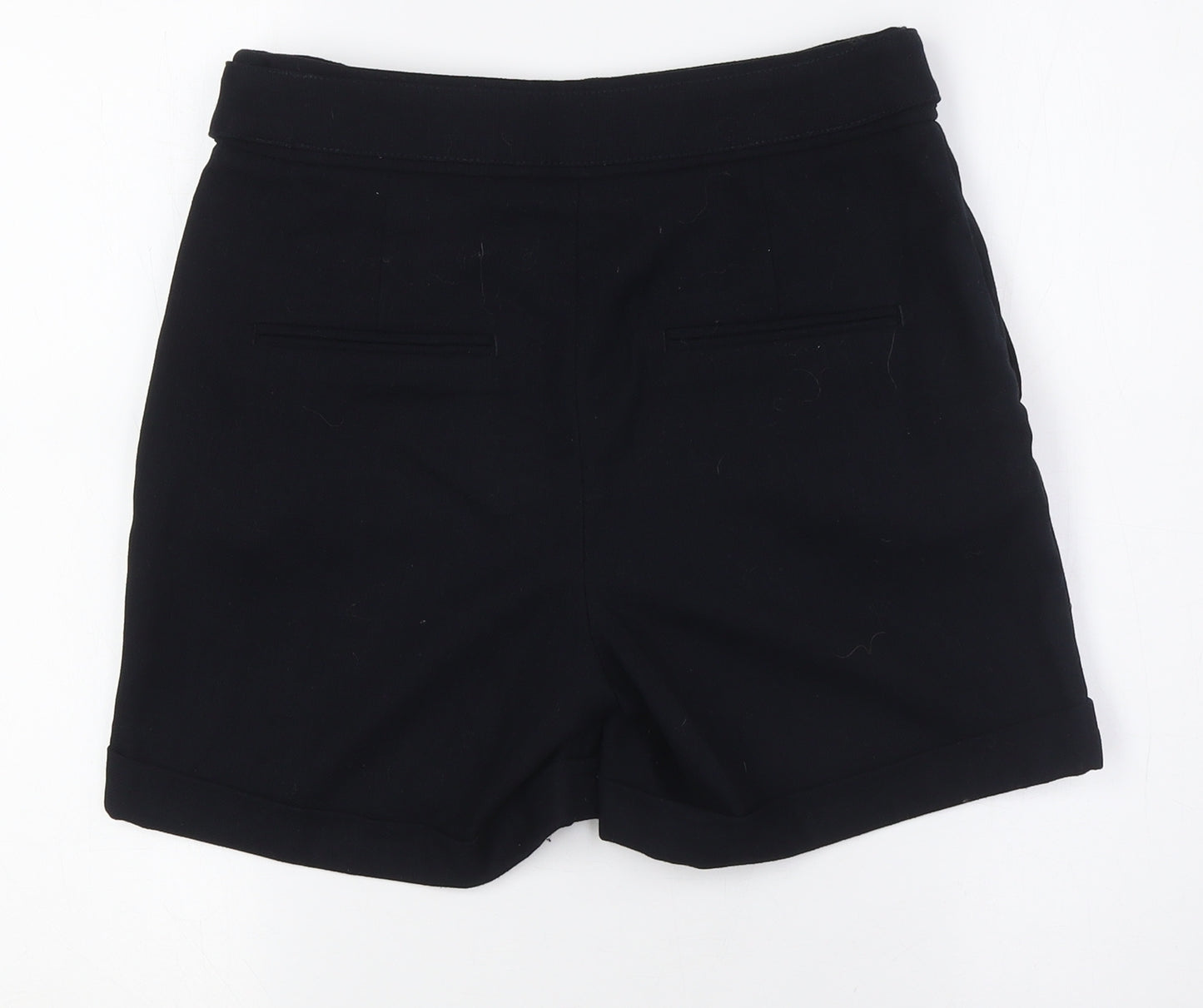 H&M Womens Black Polyester Basic Shorts Size 8 L5 in Regular Zip - Smart