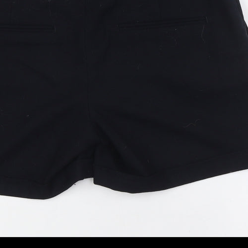 H&M Womens Black Polyester Basic Shorts Size 8 L5 in Regular Zip - Smart