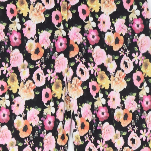 Divided by H&M Womens Multicoloured Floral Cotton Trousers Size 10 L27 in Regular Zip