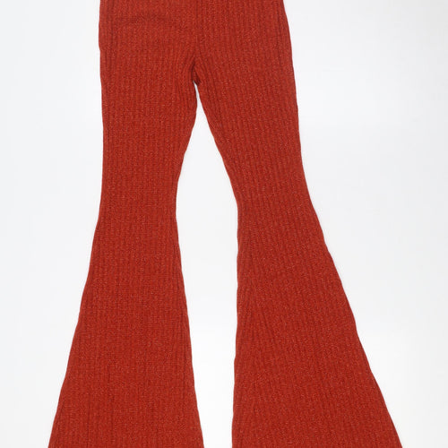 ASOS Womens Orange Polyester Trousers Size 4 L32 in Regular
