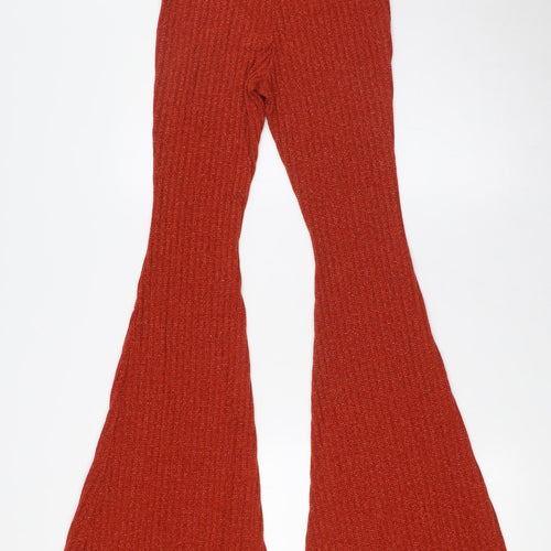 ASOS Womens Orange Polyester Trousers Size 4 L32 in Regular