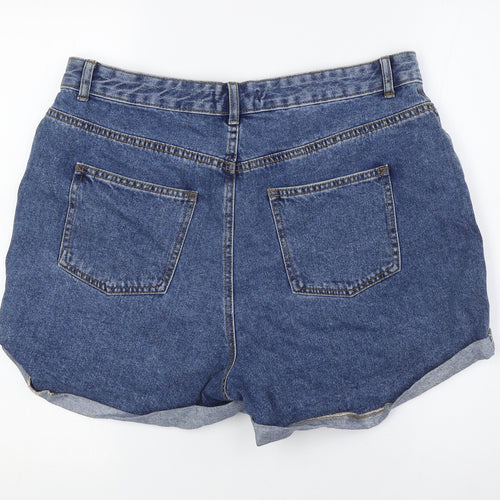 Denim & Co. Womens Blue Cotton Basic Shorts Size 16 L3 in Regular Zip - Turn Ups