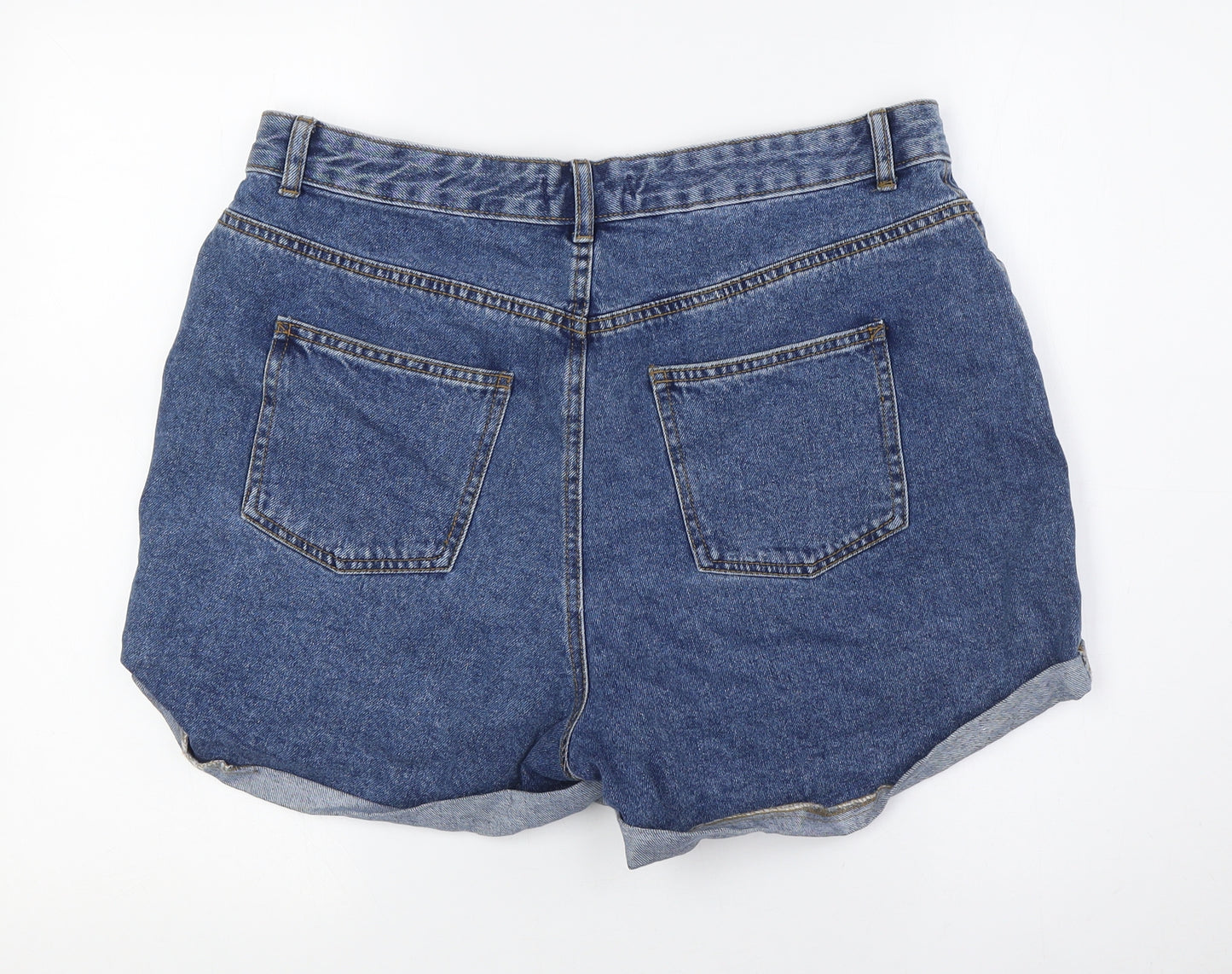 Denim & Co. Womens Blue Cotton Basic Shorts Size 16 L3 in Regular Zip - Turn Ups