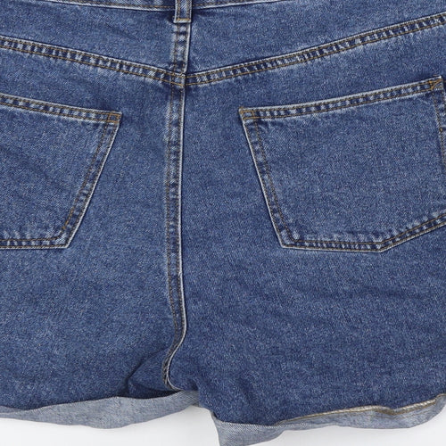 Denim & Co. Womens Blue Cotton Basic Shorts Size 16 L3 in Regular Zip - Turn Ups