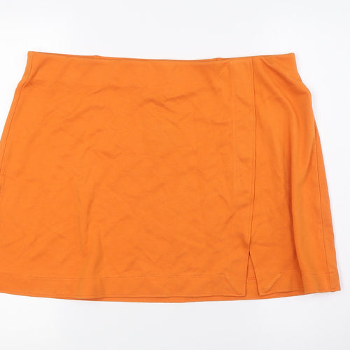 H&M Womens Orange Viscose A-Line Skirt Size XL