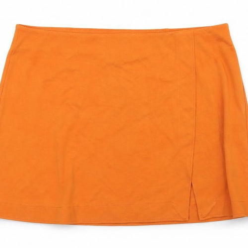 H&M Womens Orange Viscose A-Line Skirt Size XL
