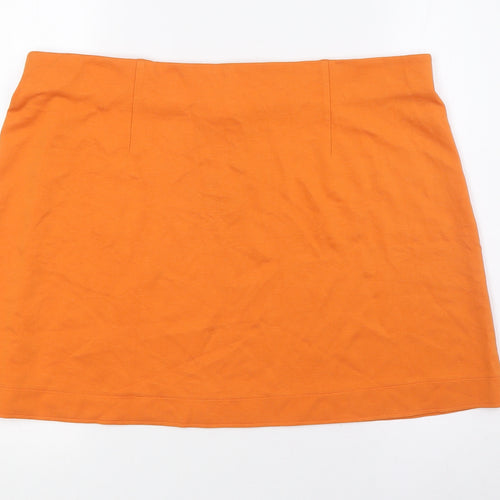 H&M Womens Orange Viscose A-Line Skirt Size XL
