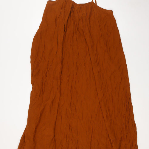 H&M Womens Brown Viscose A-Line Size S Scoop Neck