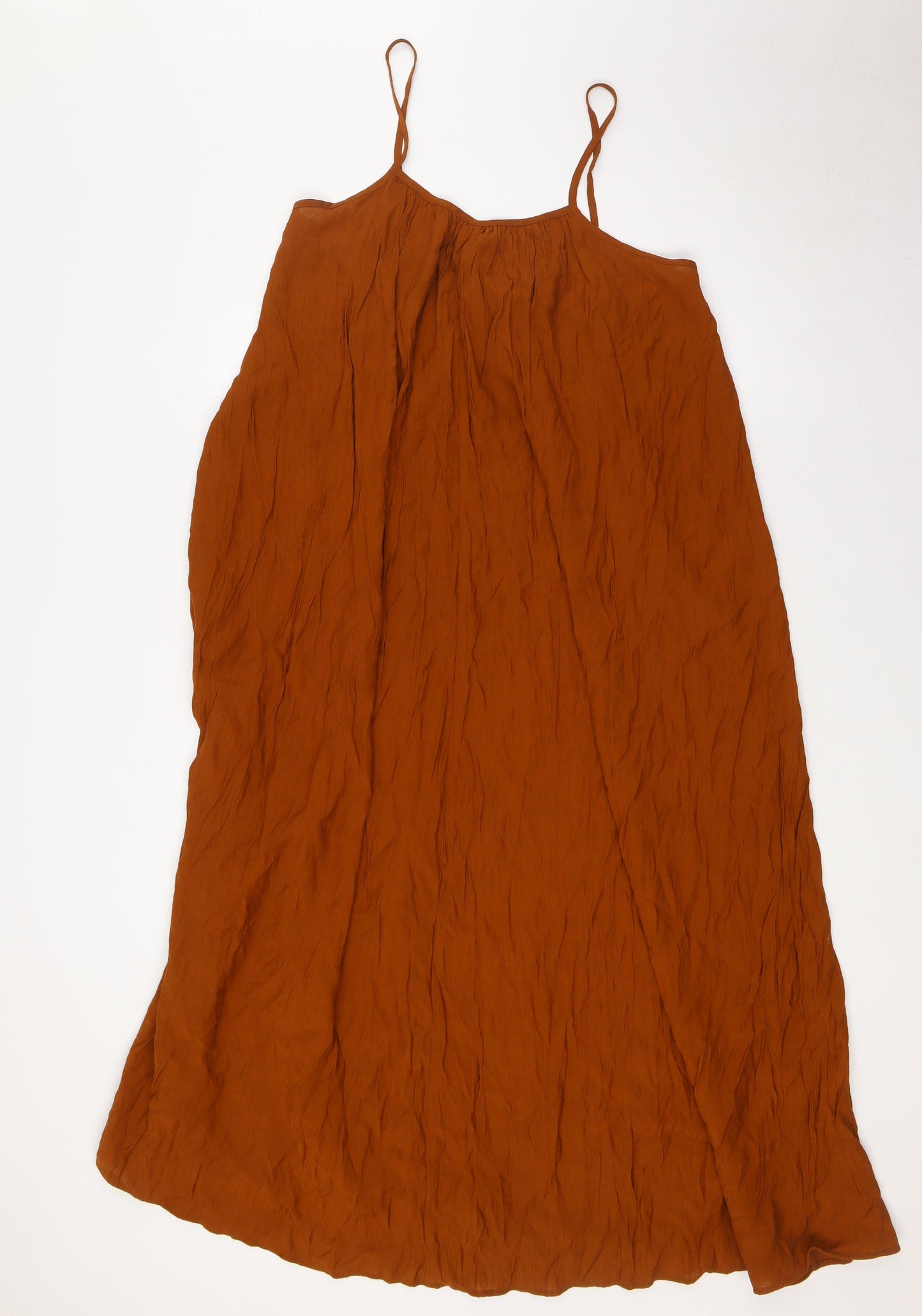H&M Womens Brown Viscose A-Line Size S Scoop Neck