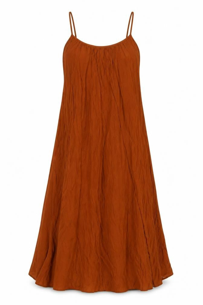 Front view of H&M women’s brown viscose a-line, size S, scoop neck