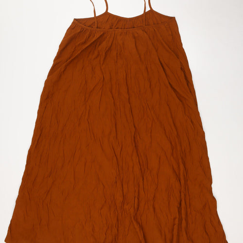 H&M Womens Brown Viscose A-Line Size S Scoop Neck