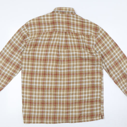 Crewfield Mens Beige Check Cotton Button-Up Size M Collared Button