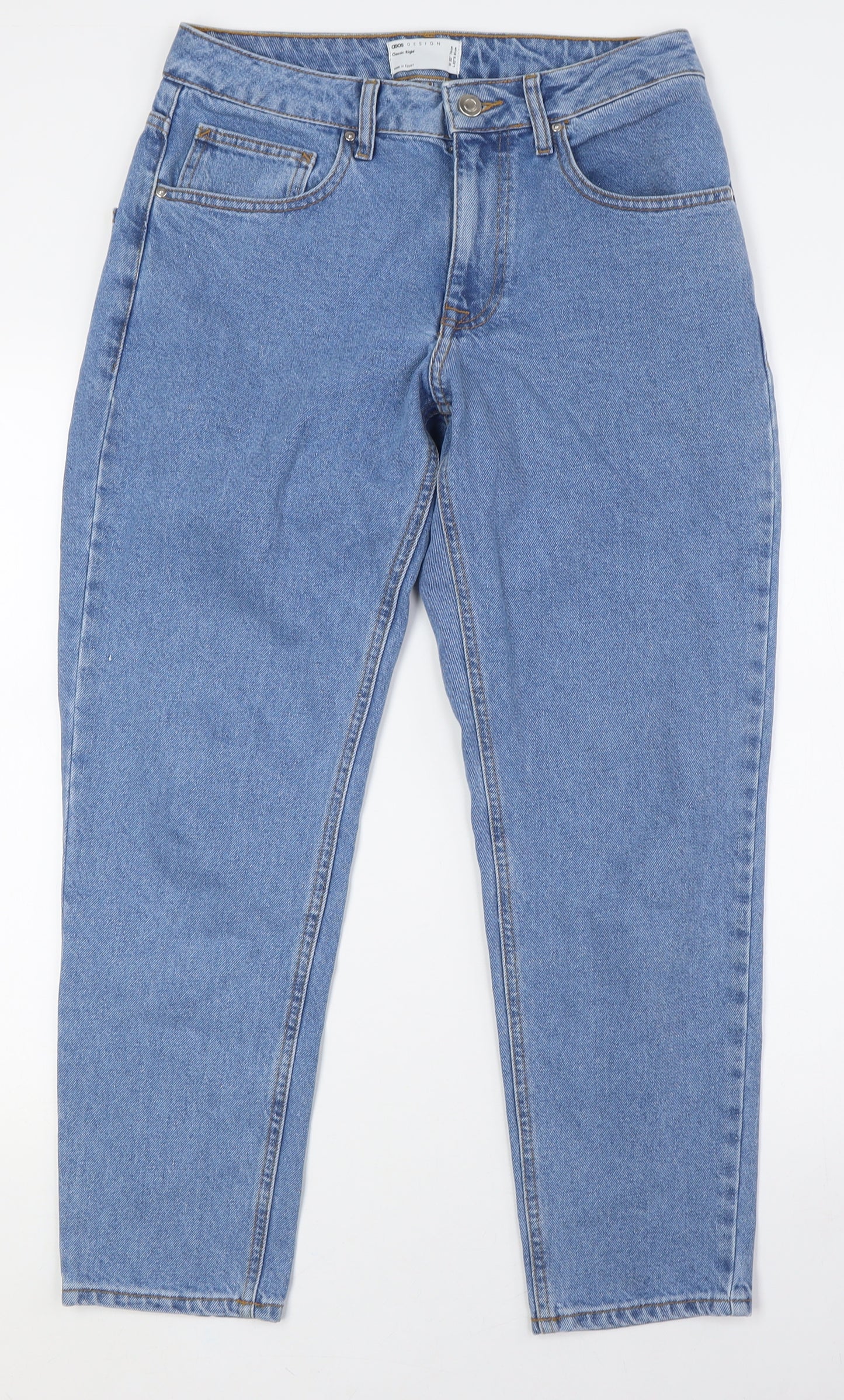 ASOS Mens Blue Cotton Straight Jeans Size 32 in L27 in Regular Zip