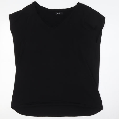 Wallis Womens Black Polyester Basic T-Shirt Size M V-Neck