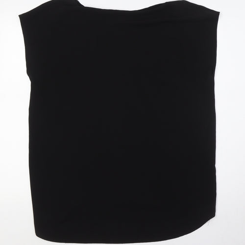 Wallis Womens Black Polyester Basic T-Shirt Size M V-Neck