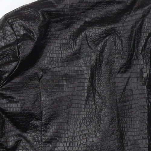 Boohoo Womens Black Animal Print Jacket Size 14 Button
