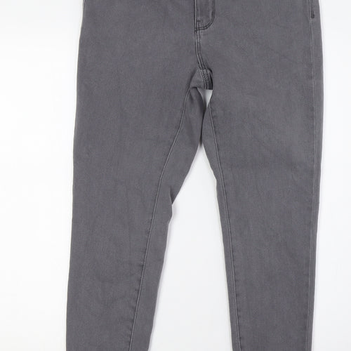 Denim & Co. Womens Grey Cotton Skinny Jeans Size 14 L28 in Regular Button
