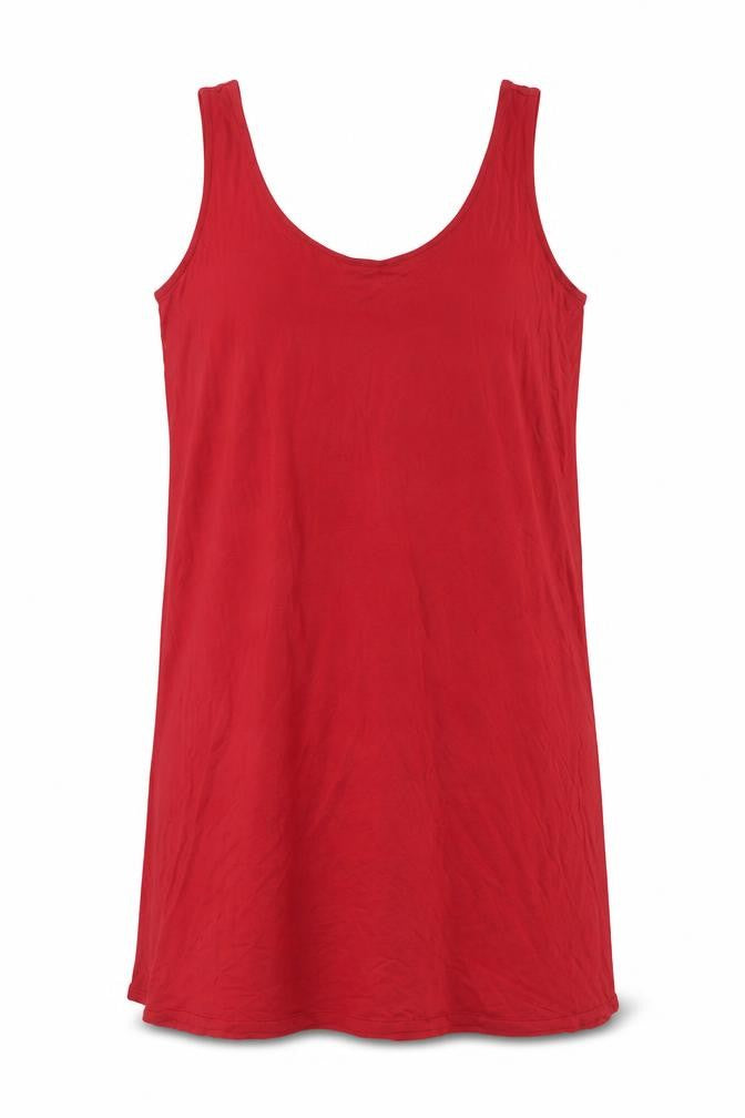 Front view of Marks & Spencer women’s red solid viscose cami dress, size L
