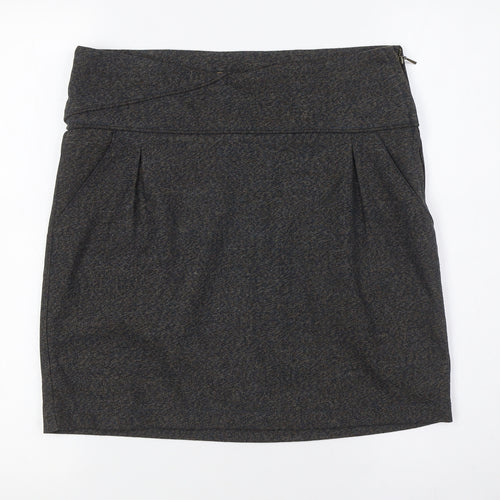 Skunkfunk Womens Grey Polyester A-Line Skirt Size 12 Zip - Pockets