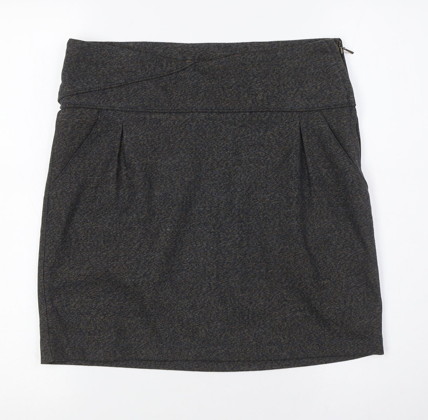 Skunkfunk Womens Grey Polyester A-Line Skirt Size 12 Zip - Pockets