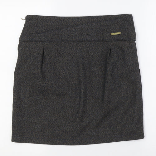 Skunkfunk Womens Grey Polyester A-Line Skirt Size 12 Zip - Pockets