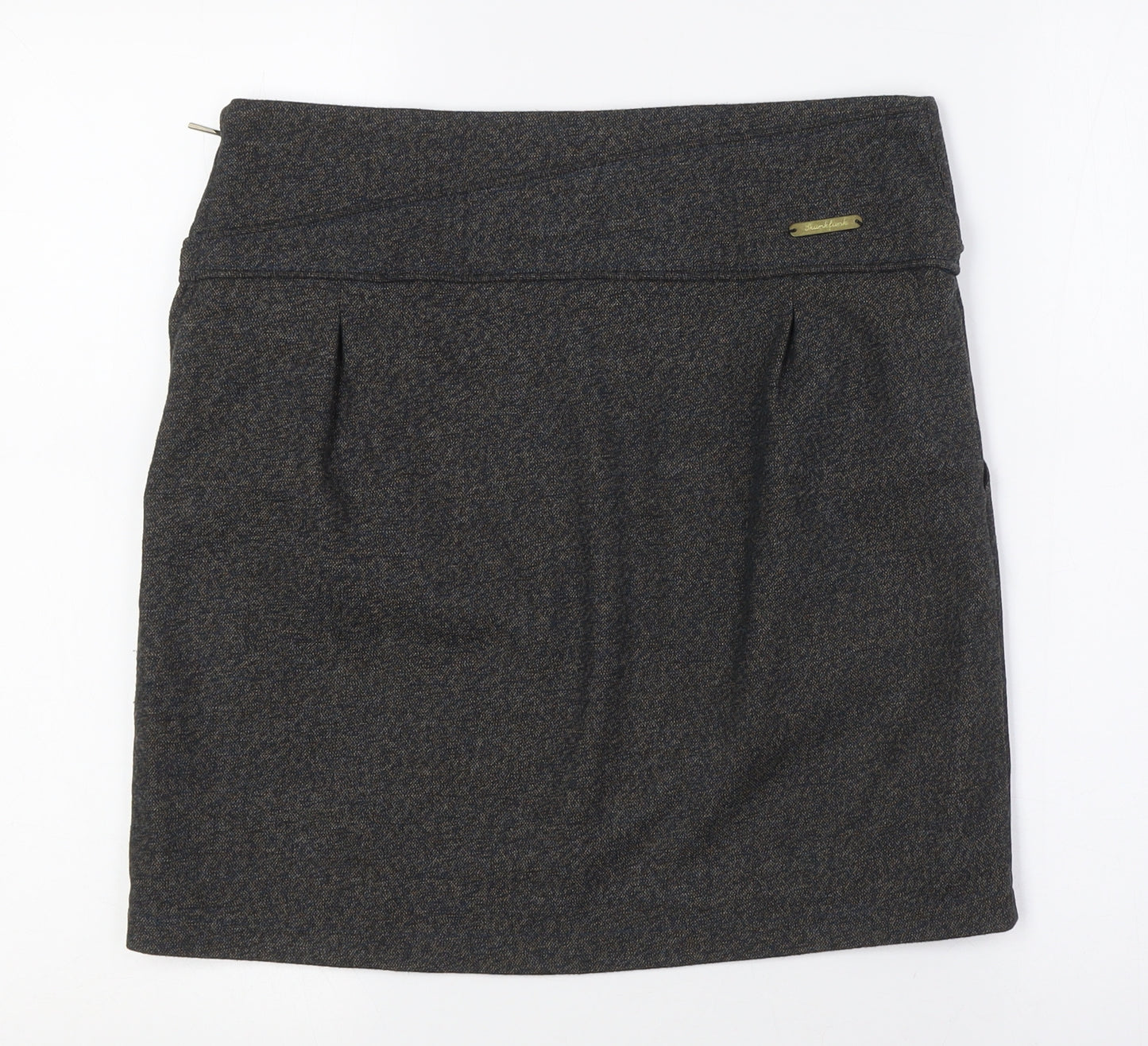 Skunkfunk Womens Grey Polyester A-Line Skirt Size 12 Zip - Pockets