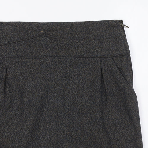 Skunkfunk Womens Grey Polyester A-Line Skirt Size 12 Zip - Pockets